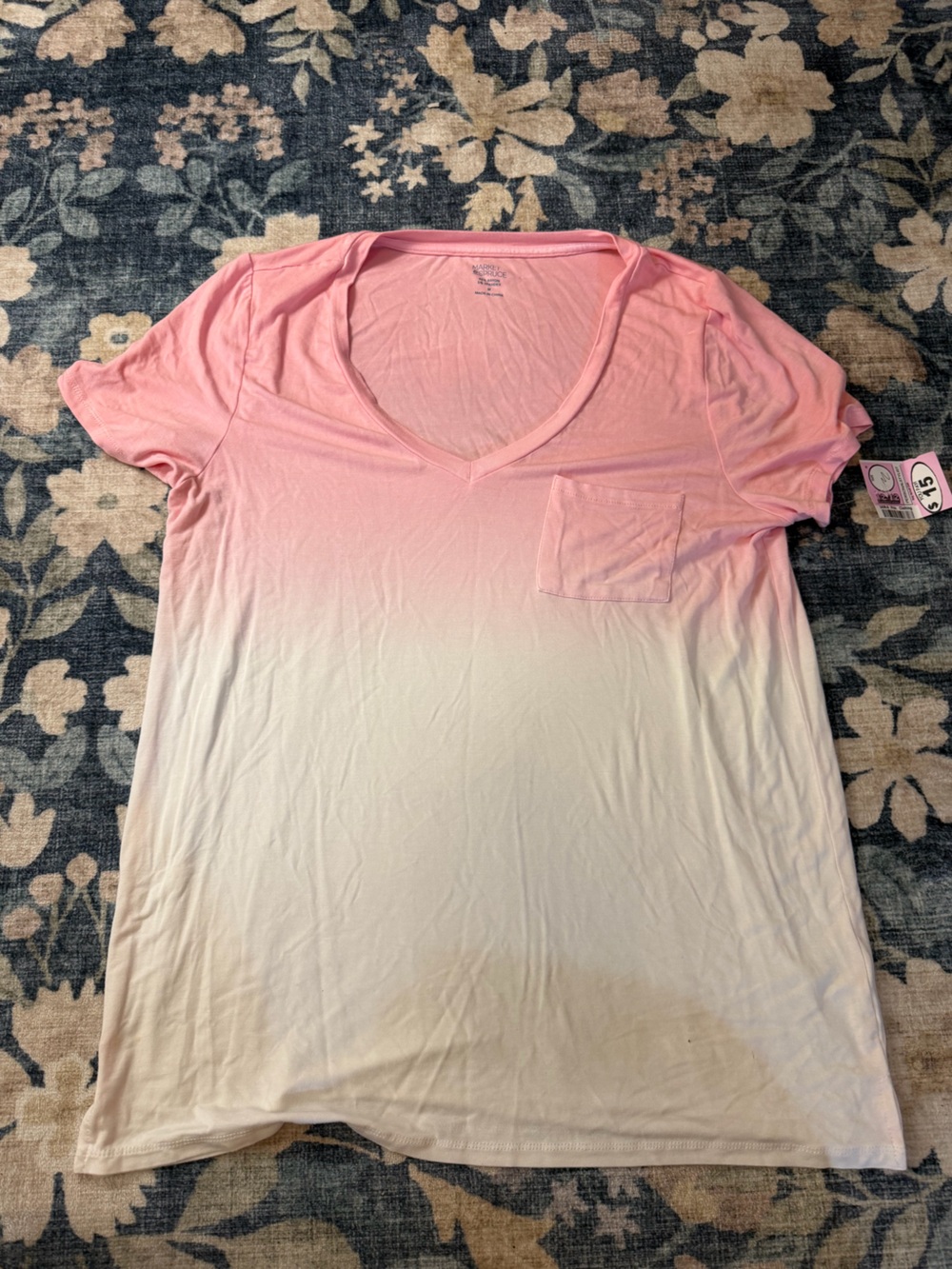 Market & Spruce Pink Ombre V Neck Tee